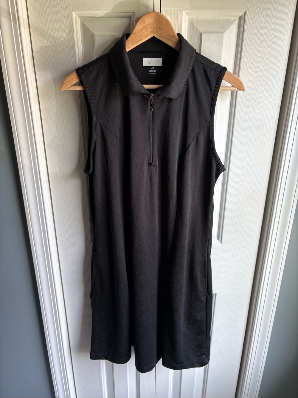 Greg Norman Womens Black Sleeveless Collared Golf Dress Pockets Size Large